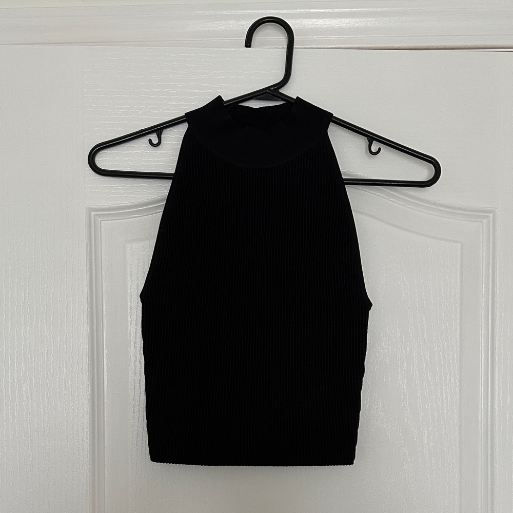 NWOT Babaton Elegant Black Ribbed Sleeveless Top